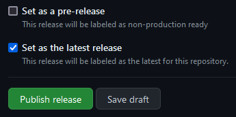 A screenshot of the Publish Release button in GitHub